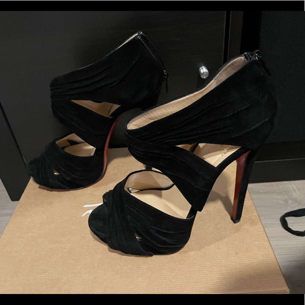Christian Louboutin Platform Suede Bandra Heel Sandals 140mm